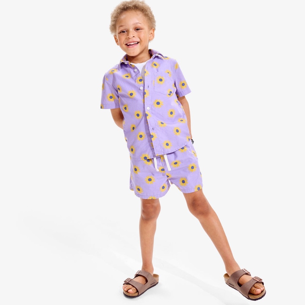 Primary: NWT Purple Sunflower Print Kids' Shorts